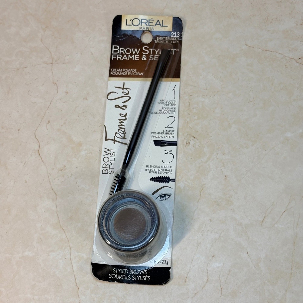 Loreal Paris Brow Stylist Frame‎ Set Cream Pomade Light Brunette 213 Brush